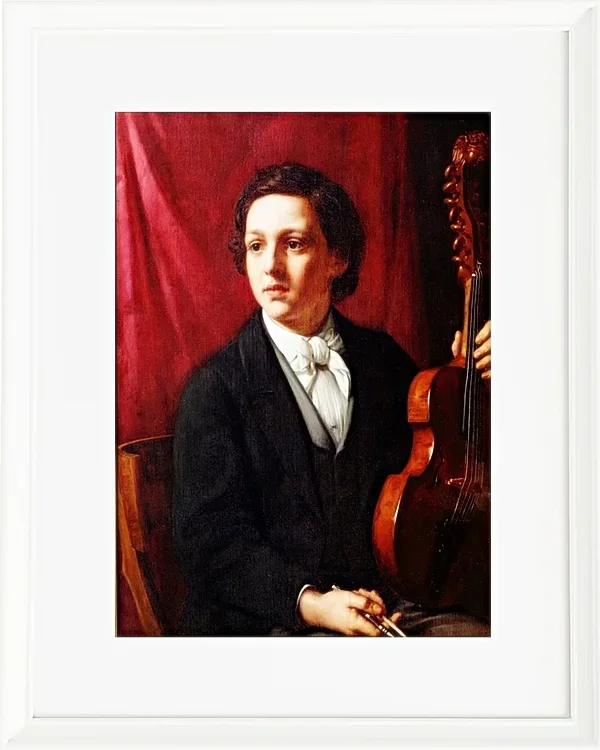 Jörgen Roed – Eine junge Musikerin mit ihrer Geige 1854 | Giclée Kunstdruck gerahmt