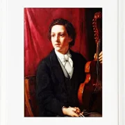 Jörgen Roed – Eine junge Musikerin mit ihrer Geige 1854 | Giclée Kunstdruck gerahmt