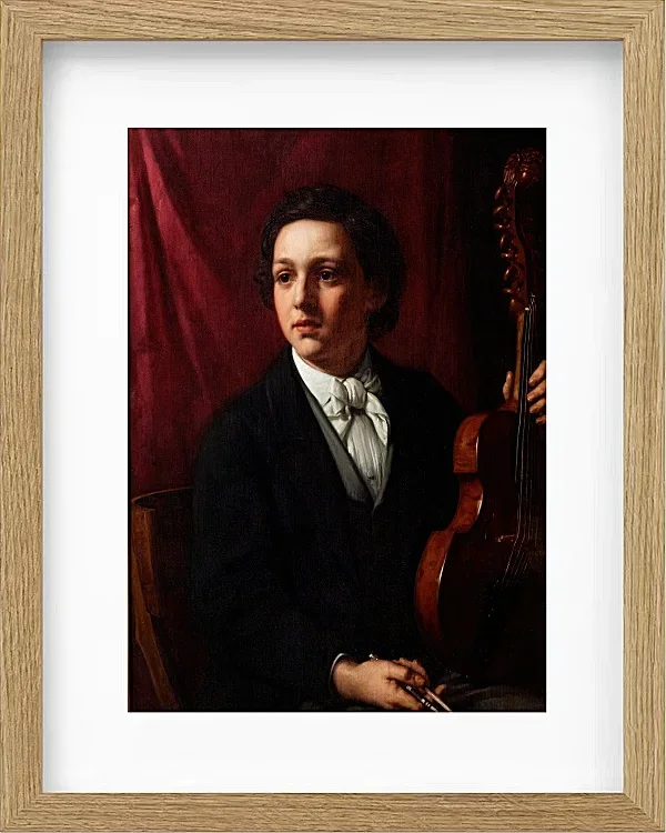 Jörgen Roed – Eine junge Musikerin mit ihrer Geige 1854 | Giclée Kunstdruck gerahmt