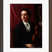 Jörgen Roed – Eine junge Musikerin mit ihrer Geige 1854 | Giclée Kunstdruck gerahmt