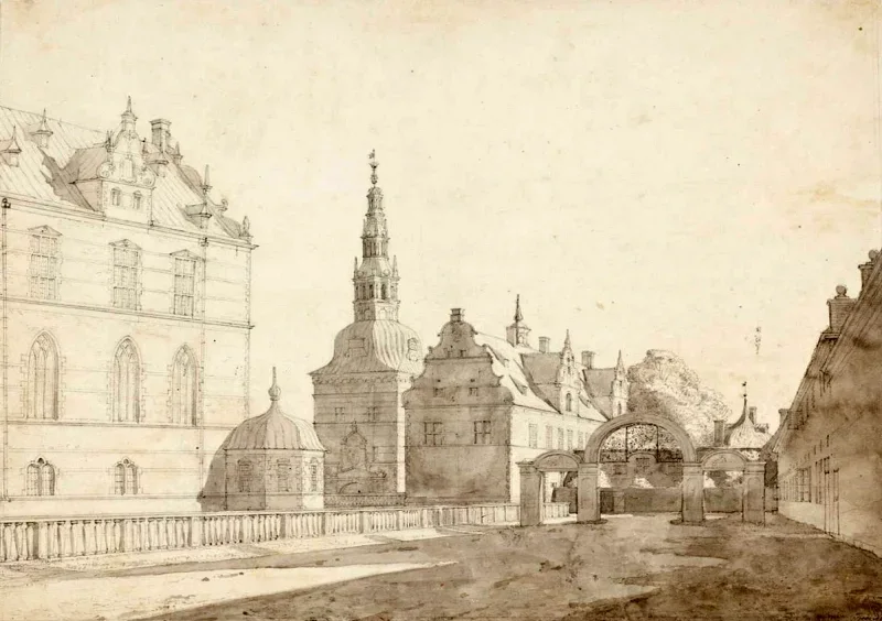Jørgen Roed | Karruselgård på Frederiksborg Slot -1834 | Indrammet kunsttryk | Danmarks Guldalder | formida