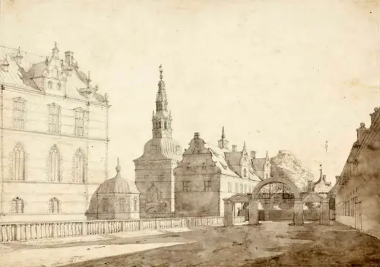 Jørgen Roed | Karruselgård på Frederiksborg Slot -1834 | Indrammet kunsttryk | Danmarks Guldalder | formida