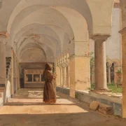 Jörgen Roed | Kreuzgang von San Lorenzo fuori le mura, Rom  - 1837 | Gerahmter Kunstdruck | Goldenes Zeitalter Dänemark | formida