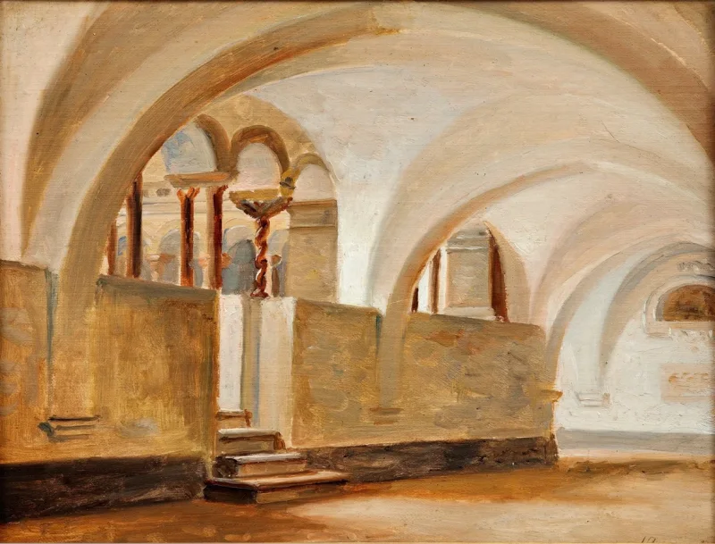 Jörgen Roed – Italienischer Innenhof 1833 | Giclée Kunstdruck gerahmt