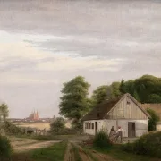 Jörgen Roed | Blick auf Roskilde von einem Bauernhof - 1837 | Gerahmter Kunstdruck | Goldenes Zeitalter Dänemark | formida