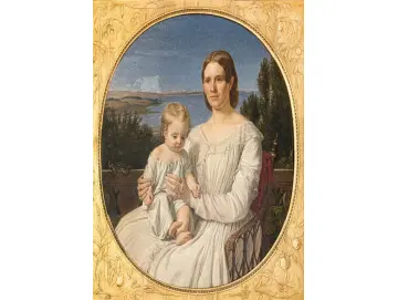 Jörgen Roed | Maria Lehmann mit Tochter Margrethe - 1847 | Gerahmter Kunstdruck | Goldenes Zeitalter Dänemark | formida