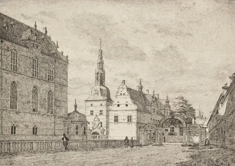 Jørgen Roed | Karruselgård på Frederiksborg Slot - 1836 | Indrammet kunsttryk | Danmarks Guldalder | formida