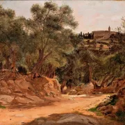 Jörgen Roed | Olivenhain aus Tivoli bei Rom - 1839 | Gerahmter Kunstdruck | Goldenes Zeitalter Dänemark | formida