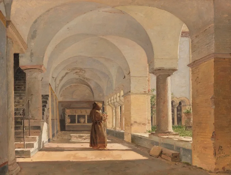 Jörgen Roed – Kreuzgang von San Lorenzo fuori le mura, Rom 1837 | Giclée Kunstdruck gerahmt