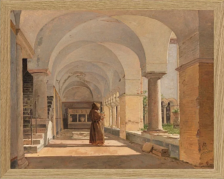 Jörgen Roed – Kreuzgang von San Lorenzo fuori le mura, Rom 1837 | Giclée Kunstdruck gerahmt