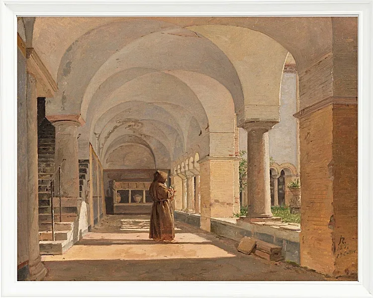 Jörgen Roed – Kreuzgang von San Lorenzo fuori le mura, Rom 1837 | Giclée Kunstdruck gerahmt