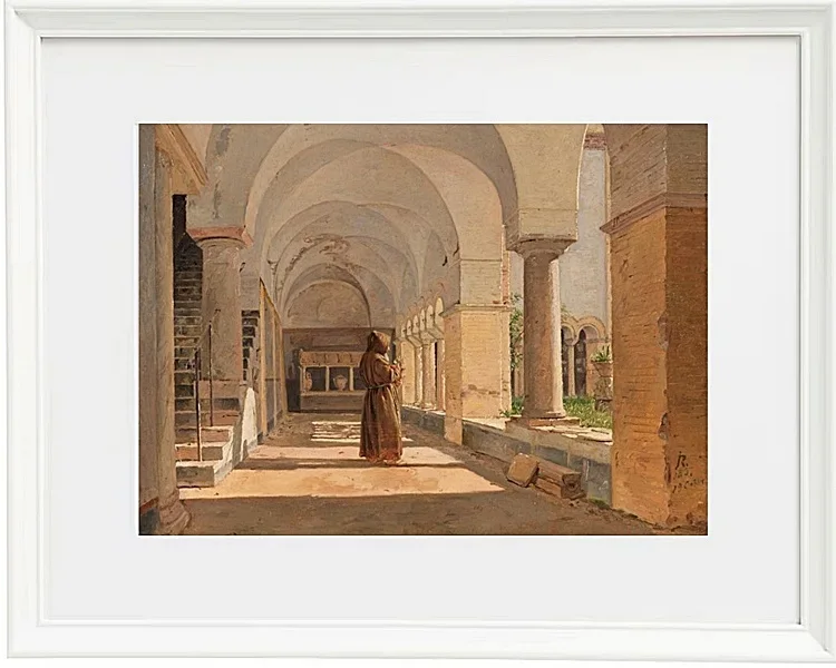 Jörgen Roed – Kreuzgang von San Lorenzo fuori le mura, Rom 1837 | Giclée Kunstdruck gerahmt