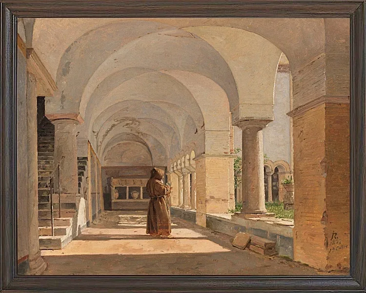 Jörgen Roed – Kreuzgang von San Lorenzo fuori le mura, Rom 1837 | Giclée Kunstdruck gerahmt