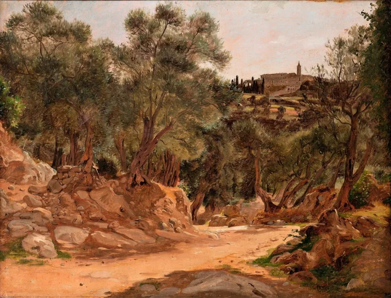 Jörgen Roed – Olivenhain aus Tivoli bei Rom 1839 | Giclée Kunstdruck gerahmt