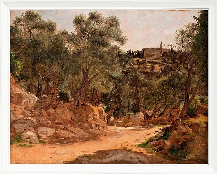 Jörgen Roed – Olivenhain aus Tivoli bei Rom 1839 | Giclée Kunstdruck gerahmt