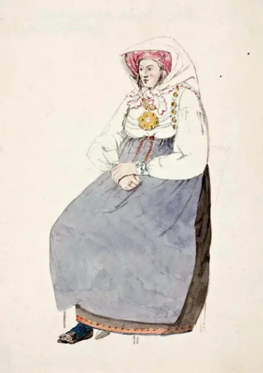 Jörgen Roed | Sitzende Frau in Tracht - 1859 | Gerahmter Kunstdruck | Goldenes Zeitalter Dänemark | formida