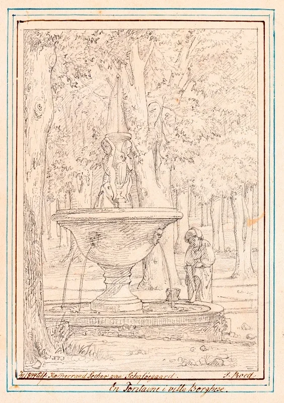 Jörgen Roed | Garten der Villa Borghese – 1836 | Gerahmter Kunstdruck | Goldenes Zeitalter Dänemark | formida