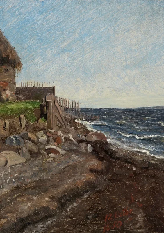 Jörgen Roed | Die Küste bei Hellebæk – 1850 | Gerahmter Kunstdruck | Goldenes Zeitalter Dänemark | formida