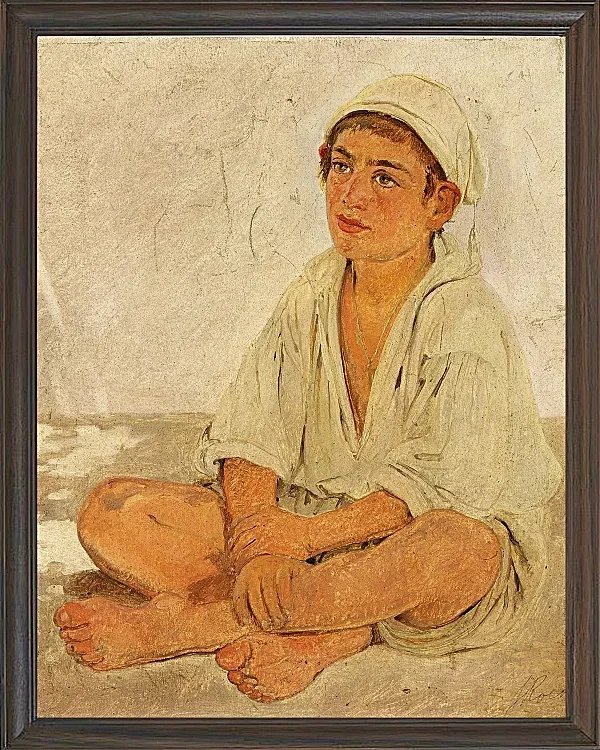 Jörgen Roed – Sitzender neapolitanischer Junge 1838 | Giclée Kunstdruck gerahmt