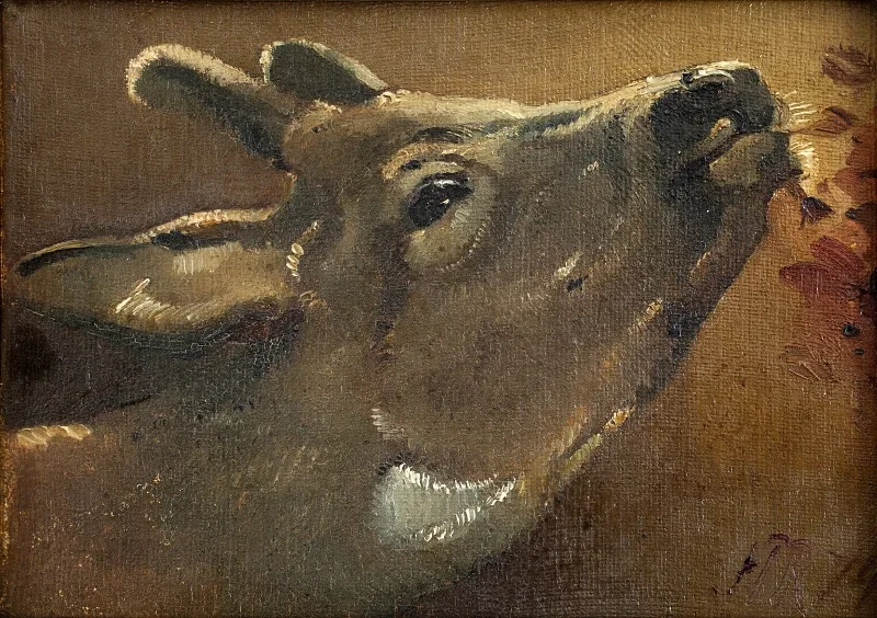 Jörgen Roed | Studie eines Hirsches – 1874 | Gerahmter Kunstdruck | Goldenes Zeitalter Dänemark | formida