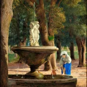 Jörgen Roed – Szene aus dem Garten der Villa Borghese in Rom 1839 | Giclée Kunstdruck gerahmt