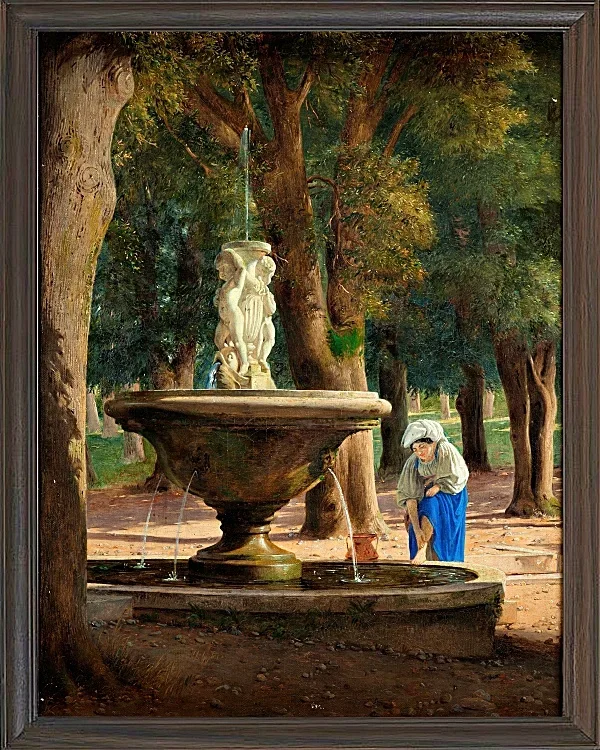 Jörgen Roed – Szene aus dem Garten der Villa Borghese in Rom 1839 | Giclée Kunstdruck gerahmt