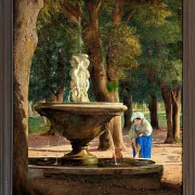 Jörgen Roed – Szene aus dem Garten der Villa Borghese in Rom 1839 | Giclée Kunstdruck gerahmt
