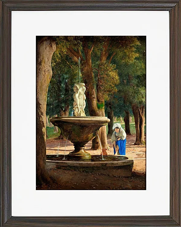 Jörgen Roed – Szene aus dem Garten der Villa Borghese in Rom 1839 | Giclée Kunstdruck gerahmt