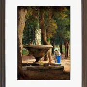 Jörgen Roed – Szene aus dem Garten der Villa Borghese in Rom 1839 | Giclée Kunstdruck gerahmt