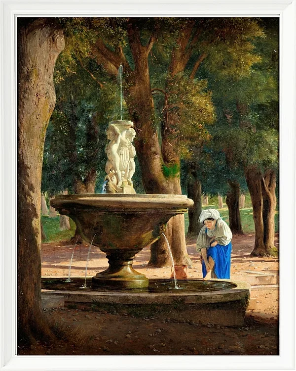 Jörgen Roed – Szene aus dem Garten der Villa Borghese in Rom 1839 | Giclée Kunstdruck gerahmt