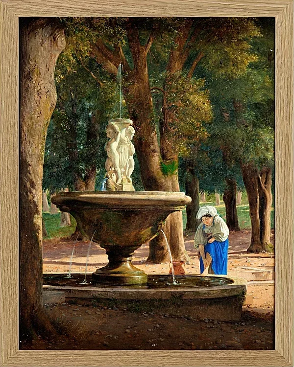 Jörgen Roed – Szene aus dem Garten der Villa Borghese in Rom 1839 | Giclée Kunstdruck gerahmt