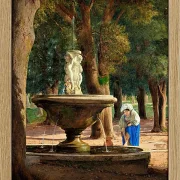 Jörgen Roed – Szene aus dem Garten der Villa Borghese in Rom 1839 | Giclée Kunstdruck gerahmt