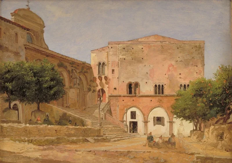 Jörgen Roed | Der Marktplatz in Priverno – 1838 | Gerahmter Kunstdruck | Goldenes Zeitalter Dänemark | formida