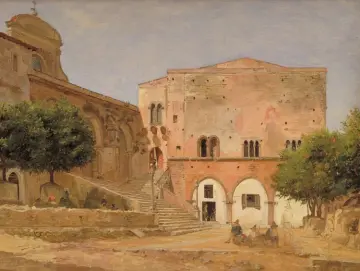 Jörgen Roed | Der Marktplatz in Priverno – 1838 | Gerahmter Kunstdruck | Goldenes Zeitalter Dänemark | formida
