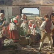 Jörgen Roed – Zeeländische Mädchen an einem Brunnen 1850 | Giclée Kunstdruck gerahmt