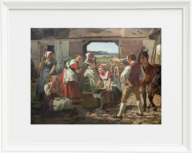 Jörgen Roed – Zeeländische Mädchen an einem Brunnen 1850 | Giclée Kunstdruck gerahmt