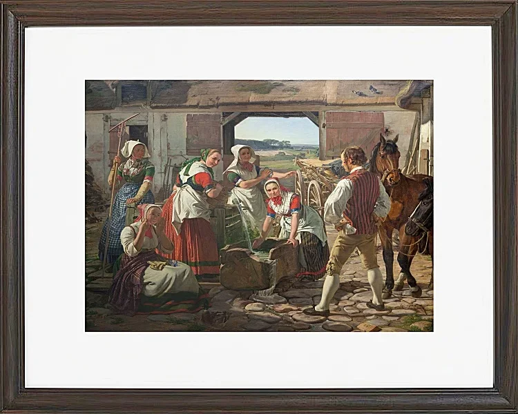 Jörgen Roed – Zeeländische Mädchen an einem Brunnen 1850 | Giclée Kunstdruck gerahmt