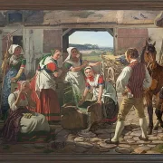 Jörgen Roed – Zeeländische Mädchen an einem Brunnen 1850 | Giclée Kunstdruck gerahmt