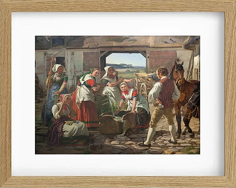 Jörgen Roed – Zeeländische Mädchen an einem Brunnen 1850 | Giclée Kunstdruck gerahmt
