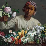 Junge Frau mit Pfingstrosen - 1870