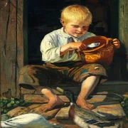 Junge füttert Enten - 1879