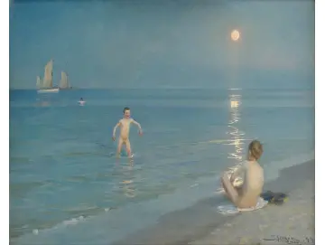 Jungen baden bei Skagen. Sommerabend - 1899