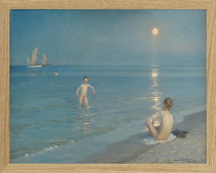 Jungen baden bei Skagen. Sommerabend - 1899