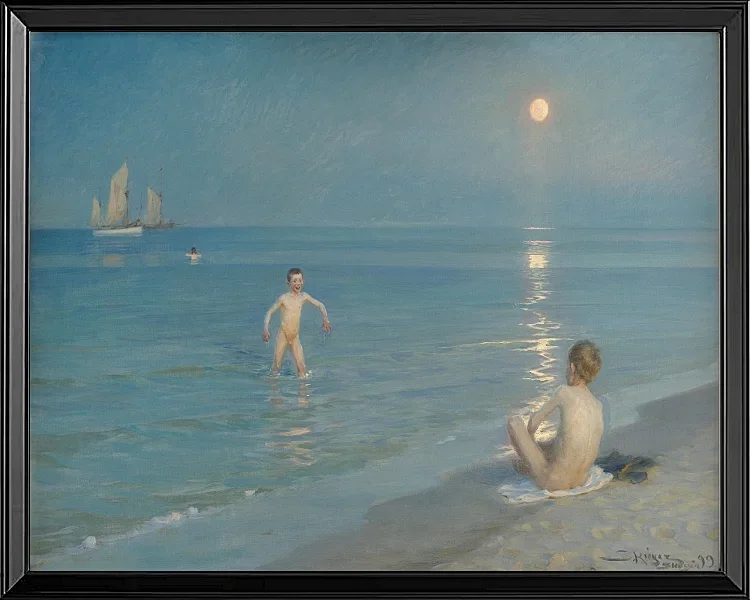 Jungen baden bei Skagen. Sommerabend - 1899