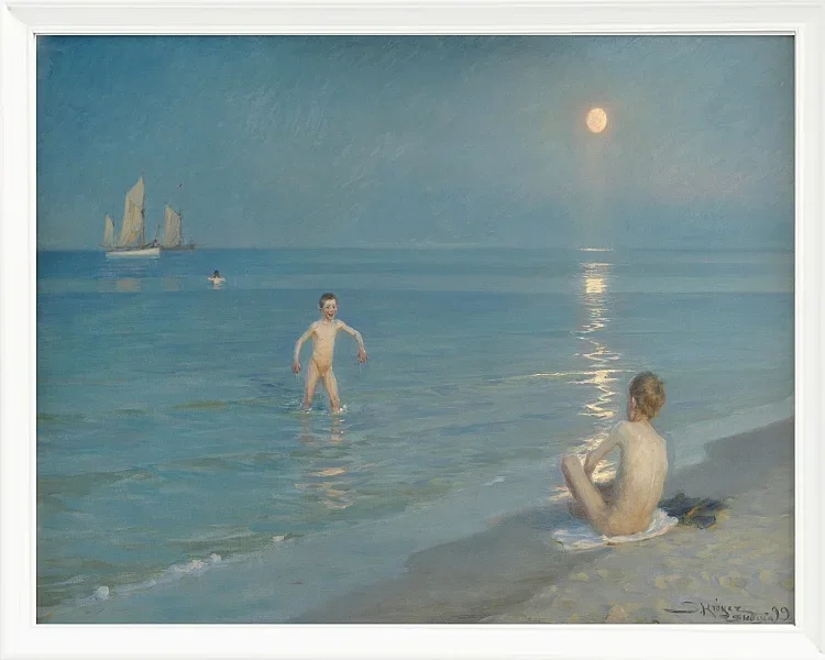 Jungen baden bei Skagen. Sommerabend - 1899