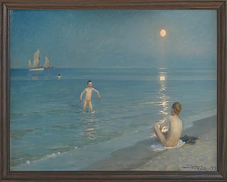 Jungen baden bei Skagen. Sommerabend - 1899