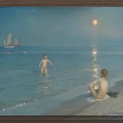 Jungen baden bei Skagen. Sommerabend - 1899