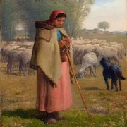 Junges Mädchen bewacht ihre Schafe – 1860