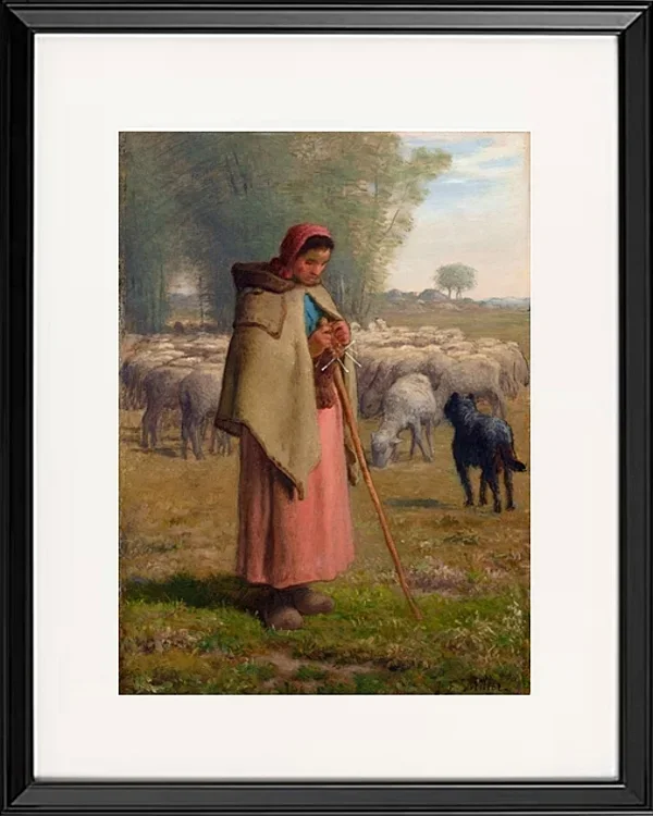 Junges Mädchen bewacht ihre Schafe – 1860