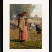 Junges Mädchen bewacht ihre Schafe – 1860